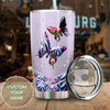 Camellia Personalized 3D Colorful Diamond Butterfly Stainless Steel Tumbler - Customized Double-Walled Insulation Therma Cup With Lid