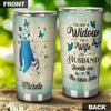 Camellia Personalized Widow Holding Hands My Husband Awaits Me Missing QUotes Stainless Steel Tumbler - Double-Walled Insulation Thermal Cup With Lid Gift For Memorial Day