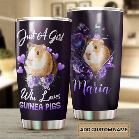 Camellia Personalized Hamster Just A Girl Loves Guinea Pigs Stainless Steel Tumbler - Double-Walled Insulation Travel Thermal Cup With Lid Gift For Guinea Pigs Hammy Lover Girl