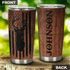 Camellia Personalized Deer Forest Hunting American Flag Wooden Style Stainless Steel Tumbler - Double-Walled Insulation Travel Thermal Cup With Lid Gift For Deer Hunter Men
