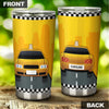 Camellia Personalized American Yellow Taxi Car Graphics Stainless Steel Tumbler - Double-Walled Insulation Travel Thermal Cup With Lid Gift For Taxi Driver Birthday