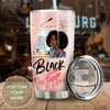 Camellia Personalized Black Don't Crack Afro Girl Stainless Steel Tumbler - Double-Walled Insulation Thermal Cup With Lid Gift For Strong Girl Women