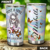 Camellia Personalized Butterfly Just A Girl Loves Books Stainless Steel Tumbler - Double-Walled Insulation Thermal Cup With Lid Gift For Nerd Reader Book Lover