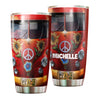 Camellia Personalized Sunflower Hippie Peace Lover Graphics Stainless Steel Tumbler - Double-Walled Insulation Thermal Cup With Lid Gift For Hipster