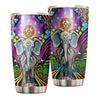 Camellia Personalized Henna Elephant Hippie Peace Lover Stainless Steel Tumbler - Double-Walled Insulation Travel Thermal Cup With Lid Gift For Hipster