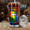 Camellia Personalized Rainbow Flag LGBT Sparkle To Be Who I Am Stainless Steel Tumbler - Double-Walled Insulation Thermal Cup With Lid Gift For Gay Lesbian