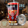 Camellia Personalized Sunflower Hippie Peace Lover Graphics Stainless Steel Tumbler - Double-Walled Insulation Thermal Cup With Lid Gift For Hipster