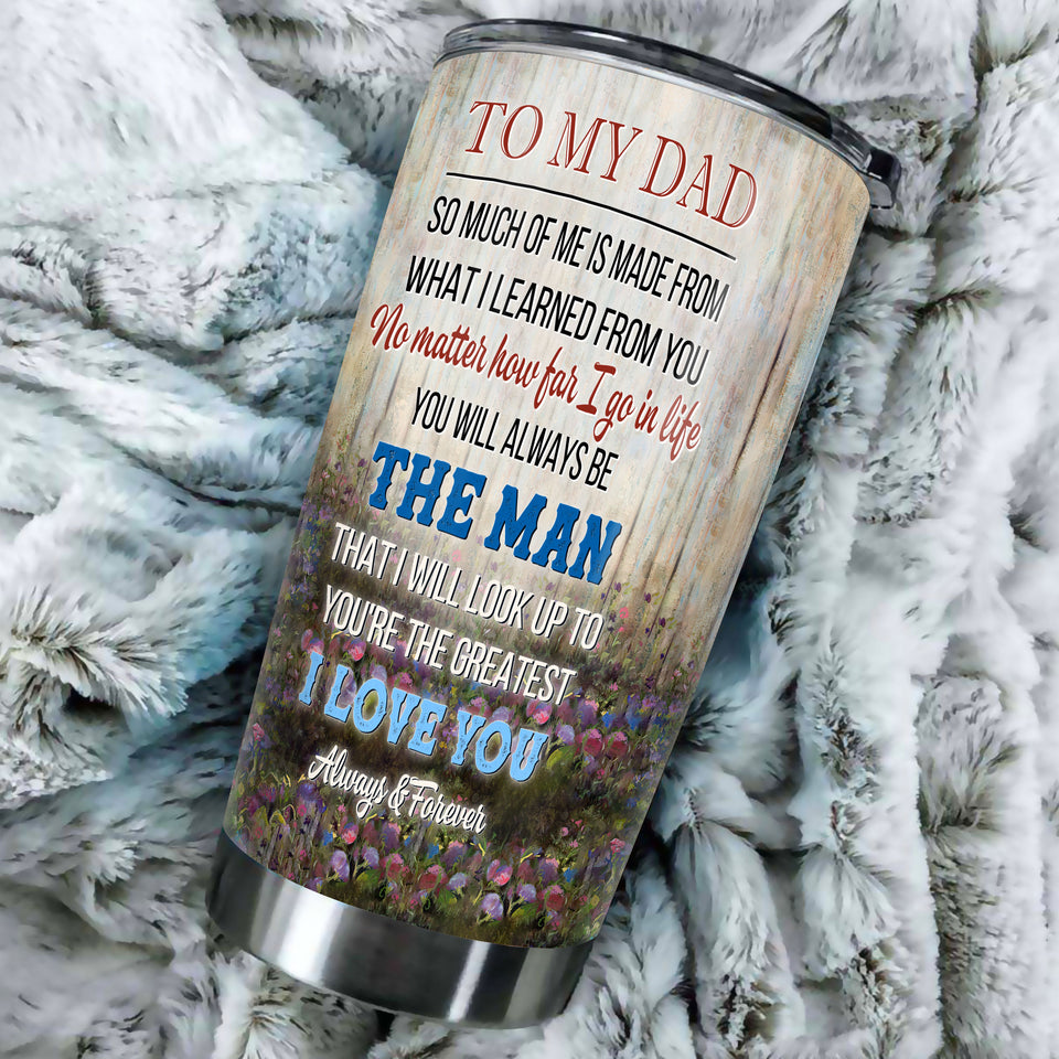 Camellia Personalized Car To My Dad I Love You Stainless Steel Tumbler - Double-Walled Insulation Thermal Cup With Lid Gift For Dad Father's Day