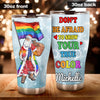 Camellia Personalized Santa LGBT Don't Afraid To Show Your True Color Stainless Steel Tumbler - Double-Walled Insulation Travel Thermal Cup With Lid Christmas Gift Friendly With Gay