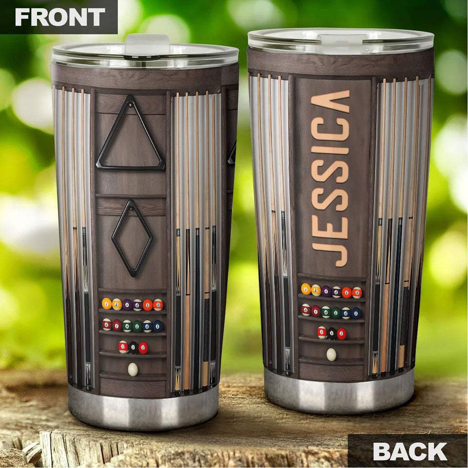 Personalized Billiards Balls Wooden Style Stainless Steel - General Tumbler view #5