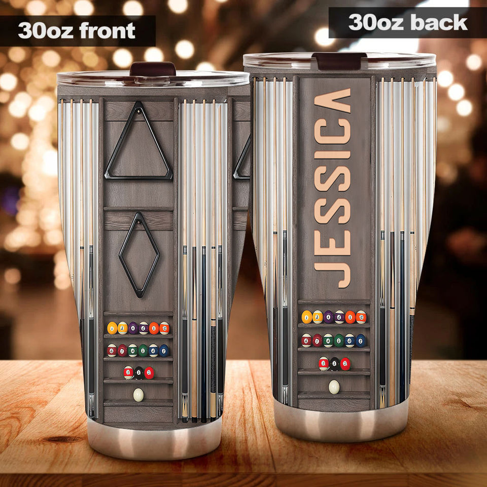 Personalized Billiards Balls Wooden Style Stainless Steel - General Tumbler view #4