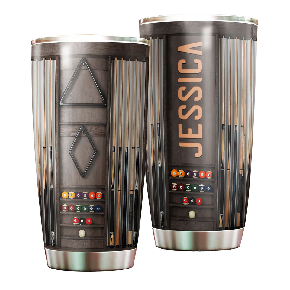 Personalized Billiards Balls Wooden Style Stainless Steel - General insulated stainless steel tumbler drinkware preview