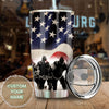 Camellia Personalized American Flag Soldiers US Army Stainless Steel Tumbler - Double-Walled Insulation Travel Thermal Cup With Lid Gift For 4th Of July Veteran Marines Soldiers
