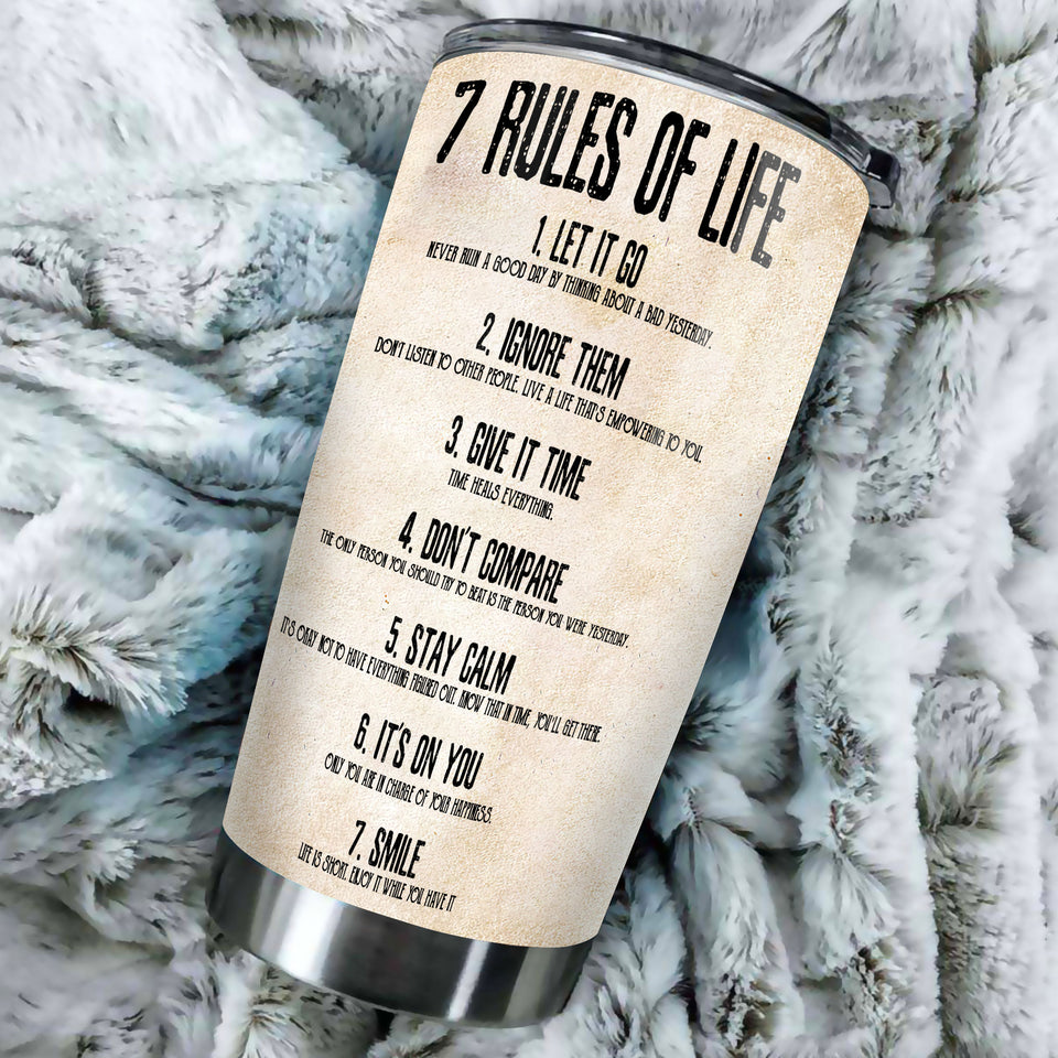 Personalized 7 Rules of Life Inspiring Quotes Stainless Steel - durable hot & cold beverage tumbler view #3