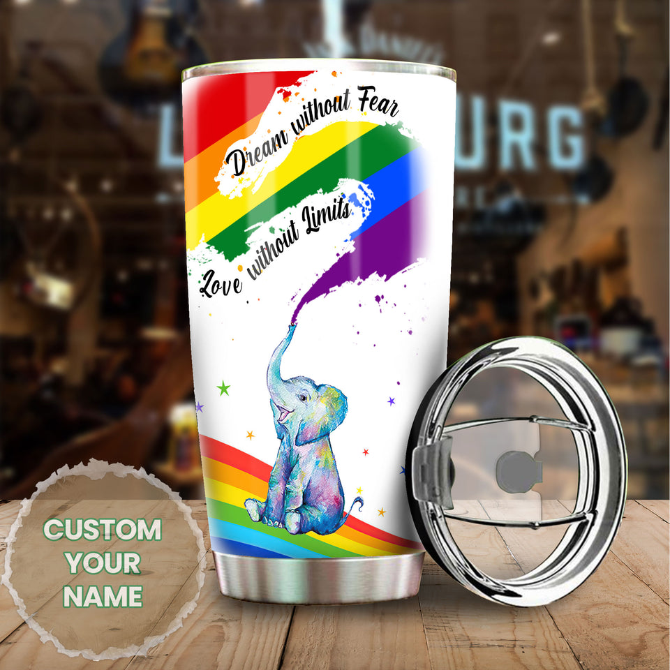 Personalized Rainbow Flag LGBT Love Without Limit Human Being - General Tumbler view #6
