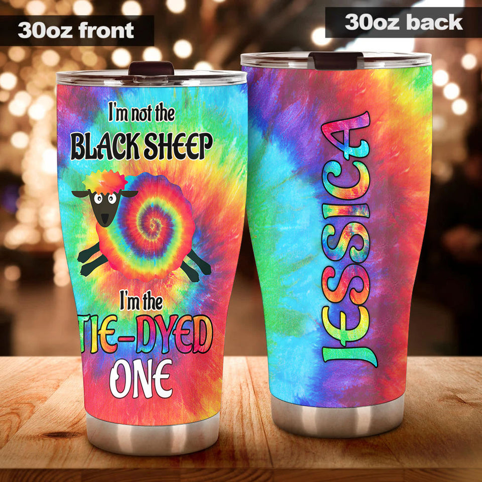 Camellia Personalized Hippie Black Sheep I'm The Tye-dyed One Stainless Steel Tumbler - Double-Walled Insulation Travel Thermal Cup With Lid For Hipster