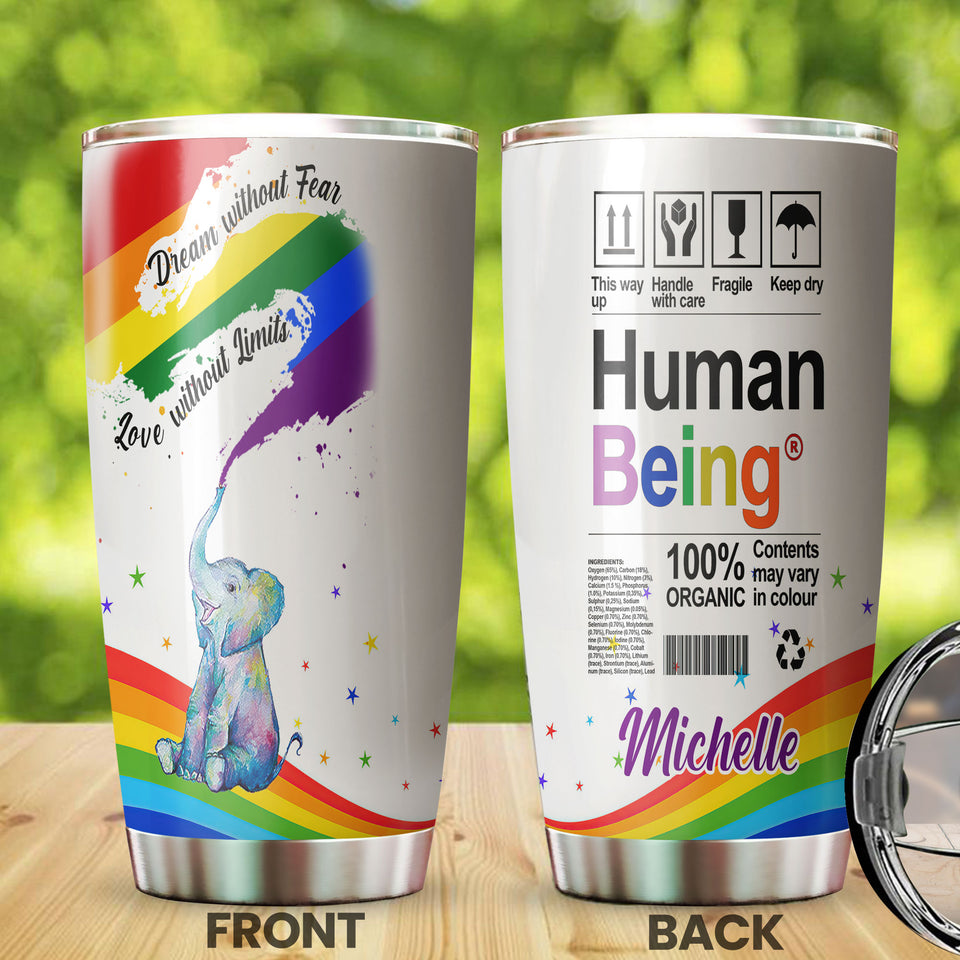 Personalized Rainbow Flag LGBT Love Without Limit Human Being - General Tumbler view #7