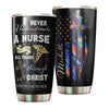 Camellia Personalized Never Underestimate A Nurse Stainless Steel Tumbler - Customized Double-Walled Insulation Thermal Cup With Lid Gift For Nurse