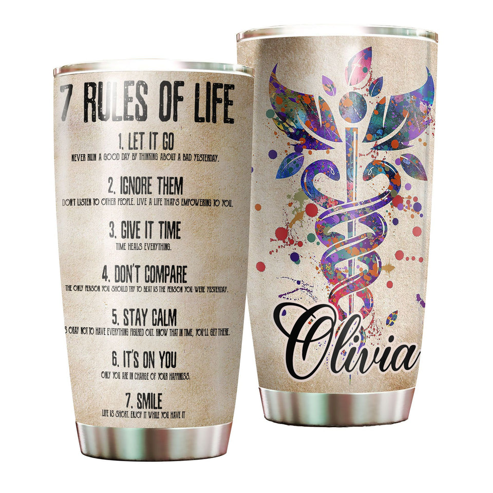 Personalized 7 Rules of Life Inspiring Quotes Stainless Steel - General insulated stainless steel tumbler drinkware preview