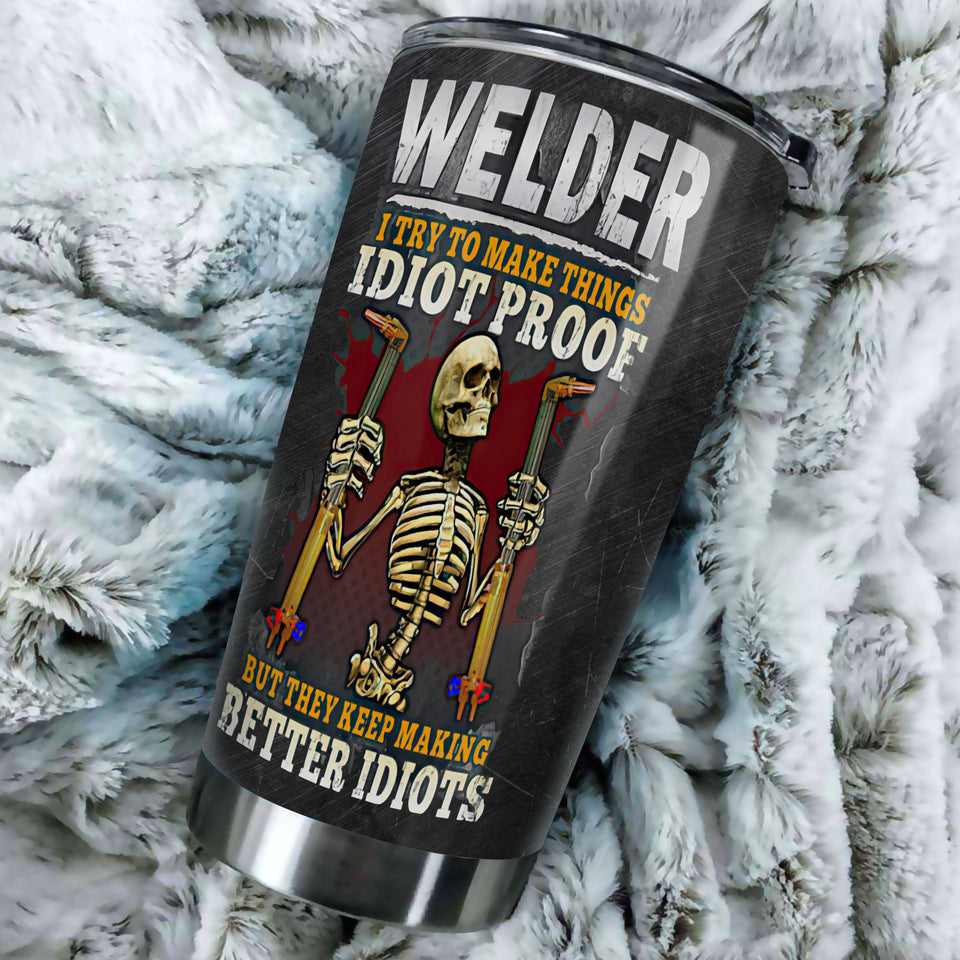 Camellia Personalized Welder Make Things Idiot Proof Nutrition Facts Stainless Steel Tumbler - Double-Walled Insulation Travel Thermal Cup With Lid Gift For Welding Lover
