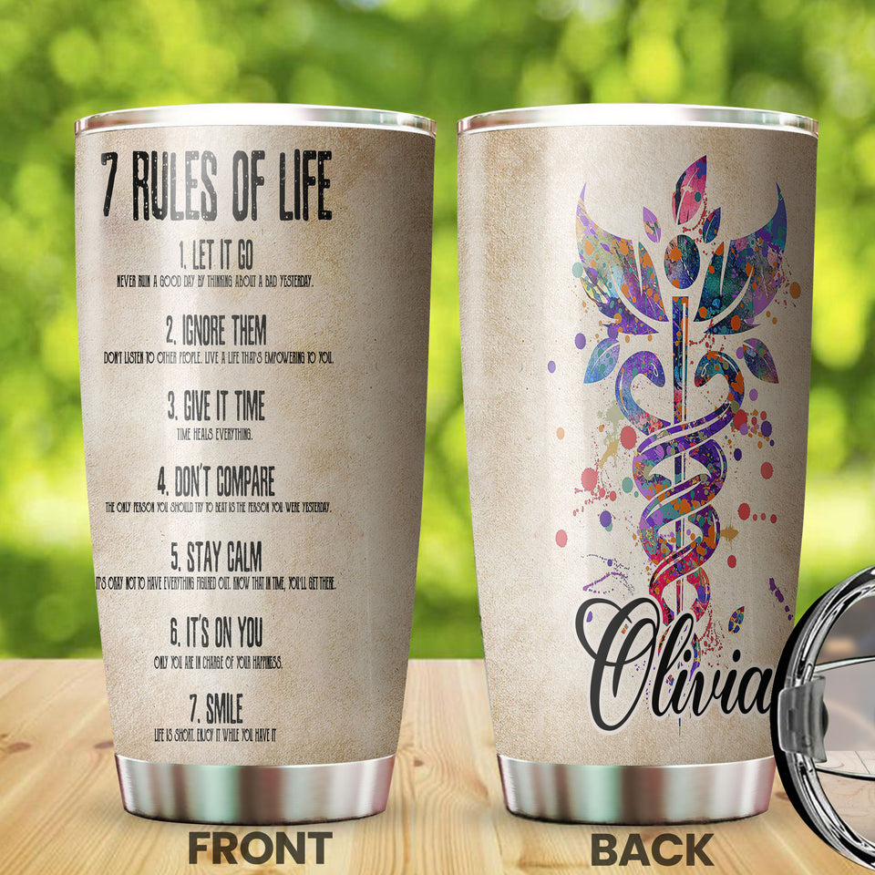 Personalized 7 Rules of Life Inspiring Quotes Stainless Steel - General Tumbler view #7