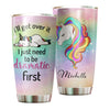 Camellia Personalized Rainbow Unicorn I'll Get Over It Dramatic First Stainless Steel Tumbler - Double-Walled Insulation Thermal Cup With Lid Gift For Horse Lover Kids