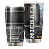 Camellia Personalized Metal Black Truck Graphics Stainless Steel Tumbler - Double-Walled Insulation Travel Thermal Cup With Lid Gift For Trucker Dad Husband Truck Lover
