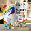Personalized Rainbow Flag LGBT Love Without Limit Human Being - double-wall vacuum insulated coffee travel tumbler detail