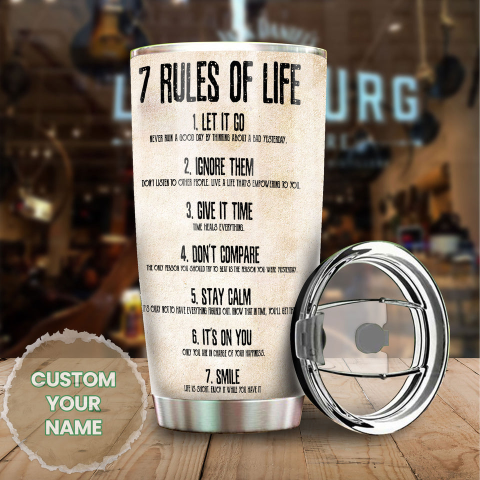 Personalized 7 Rules of Life Inspiring Quotes Stainless Steel - General Tumbler view #6