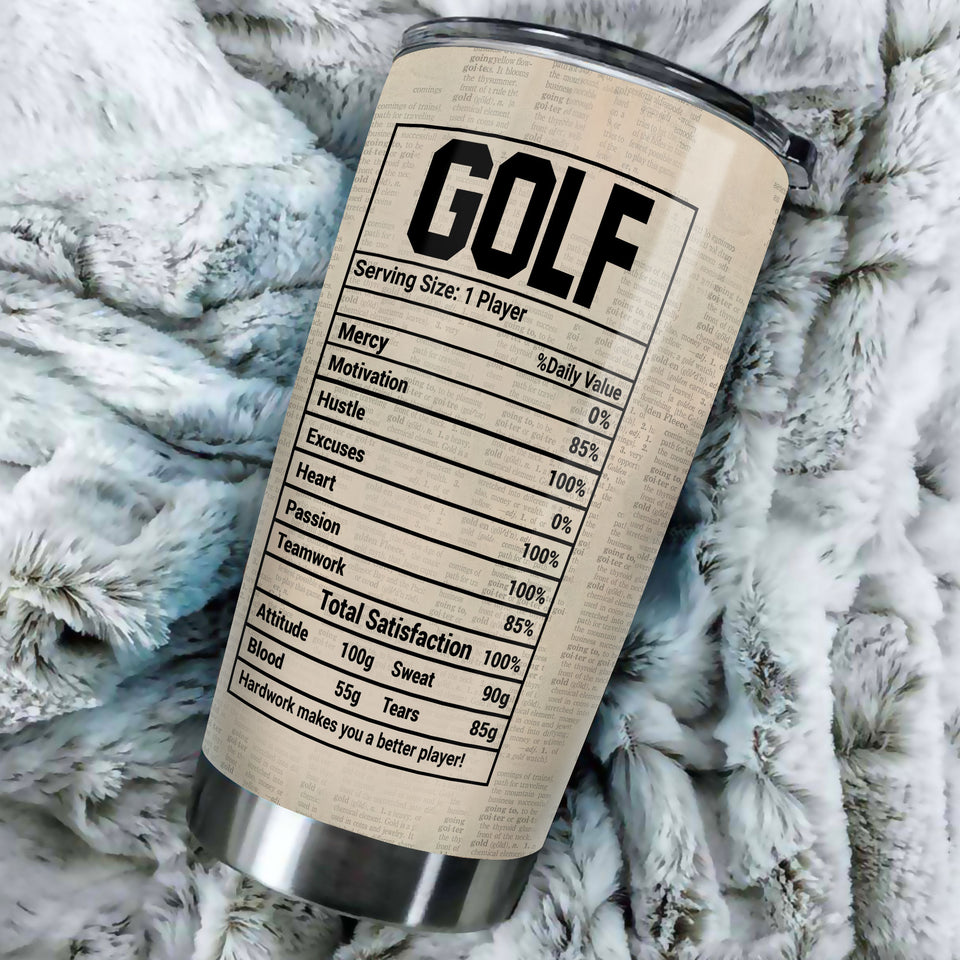 Personalized Golf Nutrition Facts Better Player Stainless Steel - durable hot & cold beverage tumbler view #3