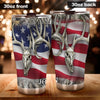 Camellia Personalized American Flag Deer Skull Hunting Stainless Steel Tumbler - Double-Walled Insulation Travel Thermal Cup With Lid Gift For 4th Of July Hunting Hunter