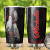 Camellia Personalized White Owls And Roses Graphics Stainless Steel Tumbler - Double-Walled Insulation Thermal Cup With Lid