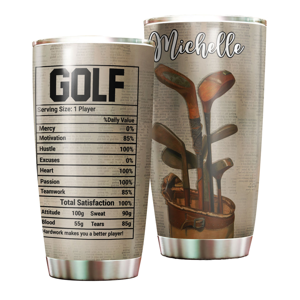Personalized Golf Nutrition Facts Better Player Stainless Steel - General insulated stainless steel tumbler drinkware preview