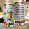 Camellia Personalized Turtle Life Is Like The Ocean Motivational Quote Stainless Steel Tumbler - Double-Walled Insulation Travel Thermal Cup With Lid