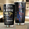 Camellia Personalized Never Underestimate A Nurse Stainless Steel Tumbler - Customized Double-Walled Insulation Thermal Cup With Lid Gift For Nurse