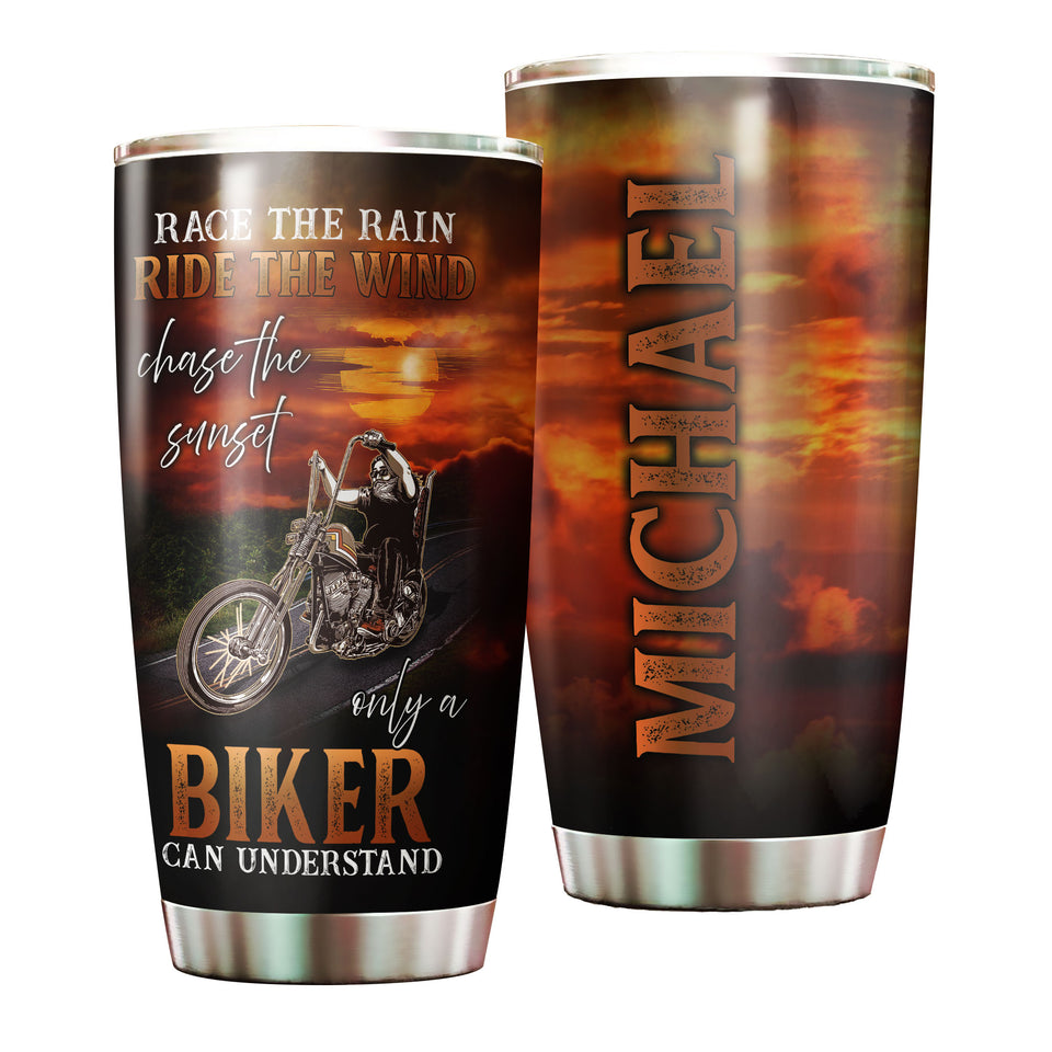 Camellia Personalized Race Rain Ride Wind Biker Can Understand Motorcycling Stainless Steel Tumbler - Double-Walled Insulation Thermal Cup With Lid Gift For Biker Men