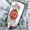Camellia Personalized Henna Flowers Good Girl Loves Mama Jesus American Stainless Steel Tumbler - Double-Walled Insulation Thermal Cup With Lid Gift For Daughter Kid