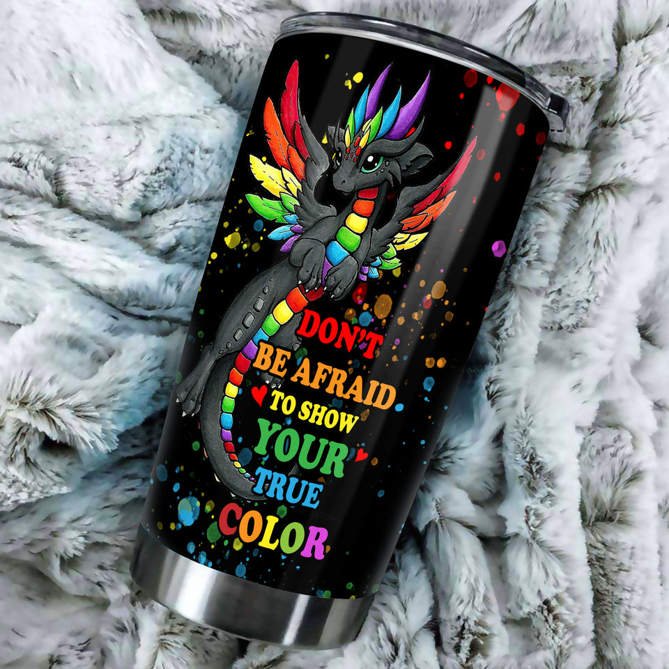 Personalized Rainbow Dragon LGBT Show Your True Color Stainless - durable hot & cold beverage tumbler view #3