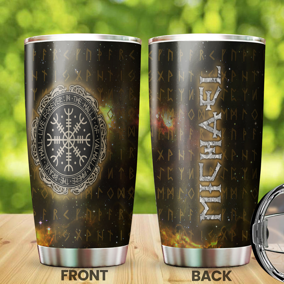 Camellia Personalized Viking Warrior Forever In The Hall Of Valhalla Stainless Steel Tumbler - Double-Walled Insulation Thermal Cup With Lid Gift For Viking Lover