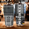 Camellia Personalized Metal Black Truck Graphics Stainless Steel Tumbler - Double-Walled Insulation Travel Thermal Cup With Lid Gift For Trucker Dad Husband Truck Lover