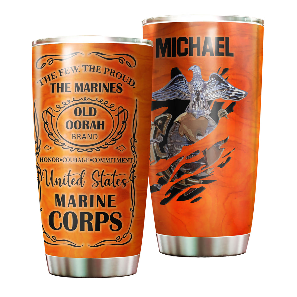 Camellia Personalized United States Marine Corps Eagle Stainless Steel Tumbler - Double-Walled Insulation Travel Thermal Cup With Lid Gift For Soldier Veteran