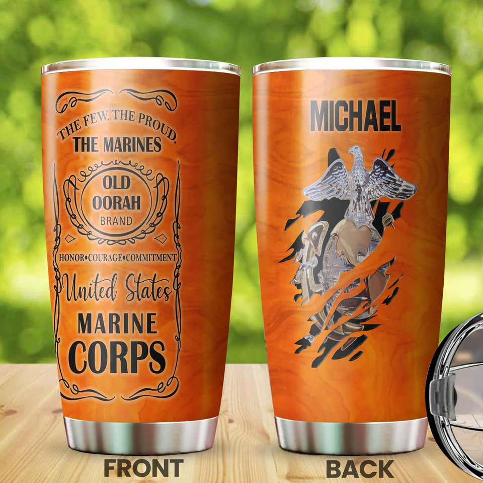 Camellia Personalized United States Marine Corps Eagle Stainless Steel Tumbler - Double-Walled Insulation Travel Thermal Cup With Lid Gift For Soldier Veteran