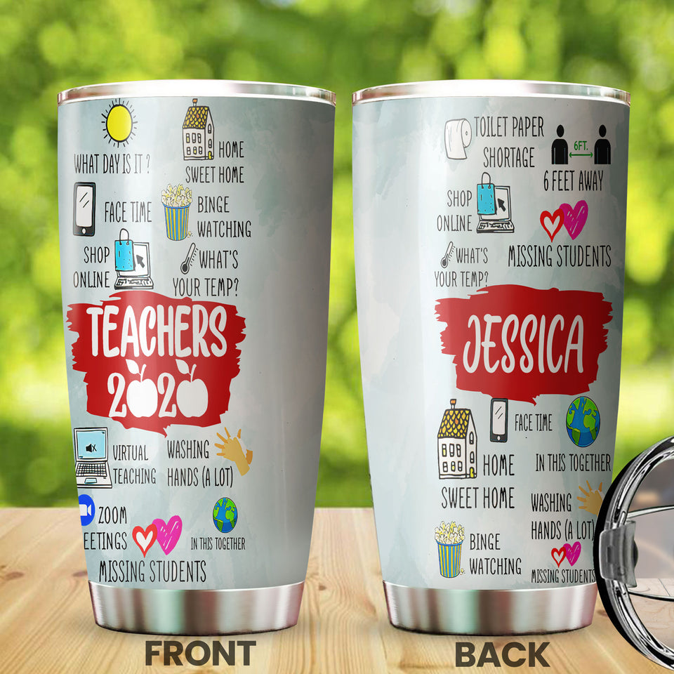 Camellia Personalized 3D Teachers Of 2020 Stainless Steel Tumbler - Customized Double-Walled Insulation Back To School Therma Cup With Lid