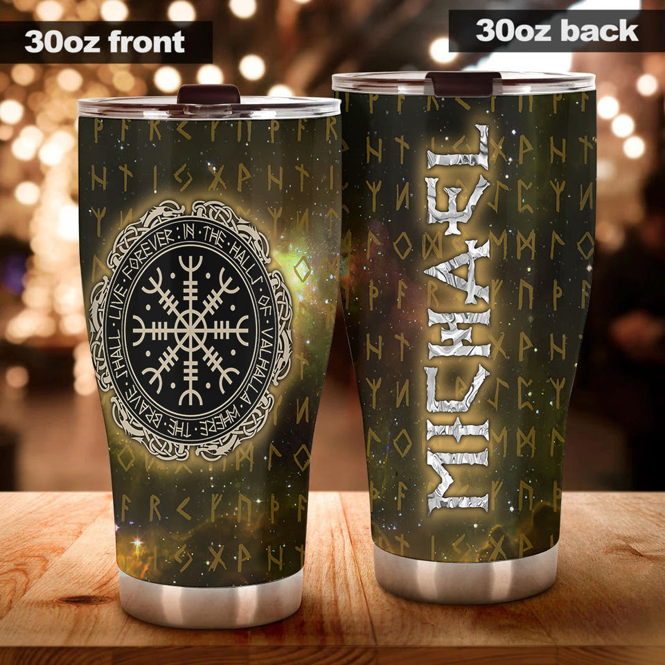 Camellia Personalized Viking Warrior Forever In The Hall Of Valhalla Stainless Steel Tumbler - Double-Walled Insulation Thermal Cup With Lid Gift For Viking Lover