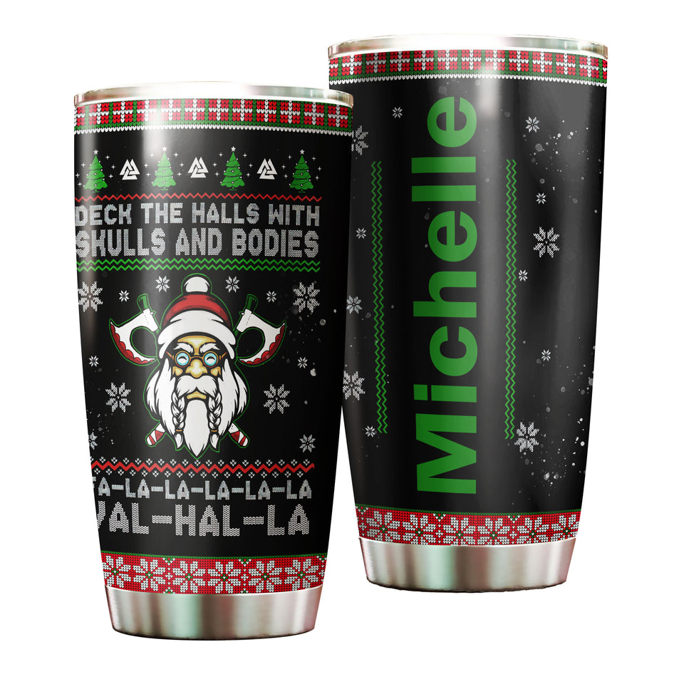 Personalized Santa Viking Skulls and Bodies Valhalla Stainless - General insulated stainless steel tumbler drinkware preview