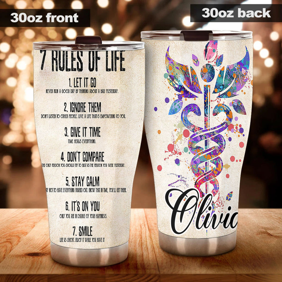 Personalized 7 Rules of Life Inspiring Quotes Stainless Steel - General Tumbler view #4
