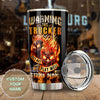 Camellia Personalized Fire Skull Warning This Trucker Does Not Play Well Stainless Steel Tumbler - Double-Walled Insulation Travel Thermal Cup With Lid Gift For Trucker Men