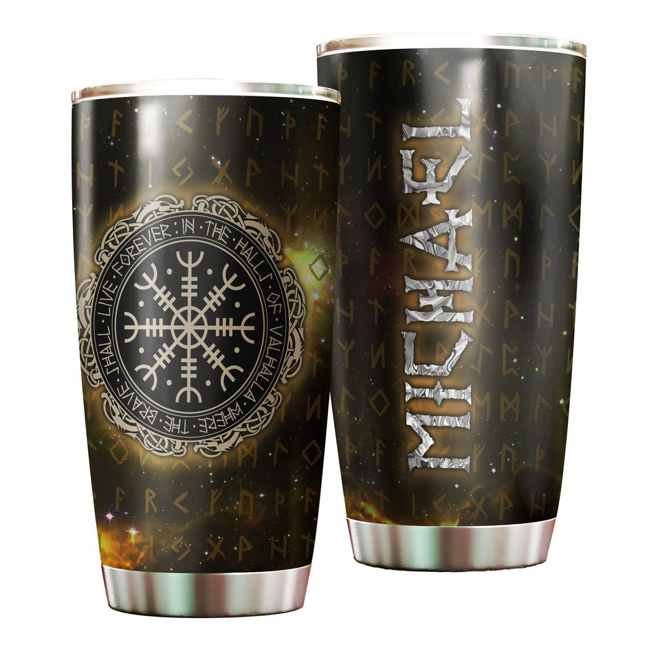 Camellia Personalized Viking Warrior Forever In The Hall Of Valhalla Stainless Steel Tumbler - Double-Walled Insulation Thermal Cup With Lid Gift For Viking Lover