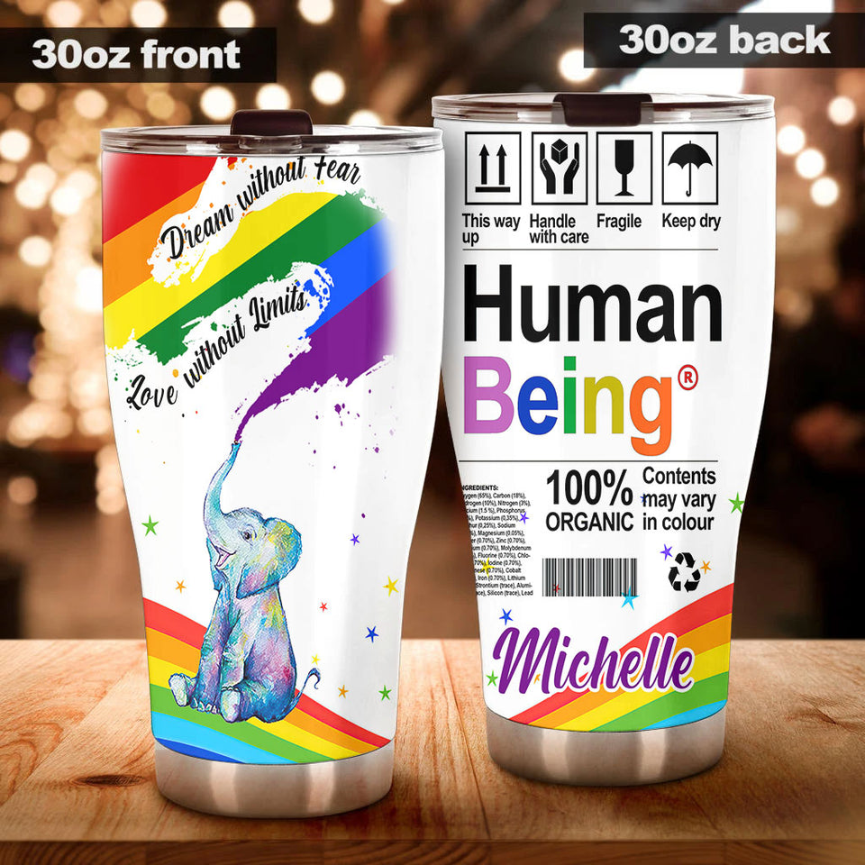 Personalized Rainbow Flag LGBT Love Without Limit Human Being - General Tumbler view #4