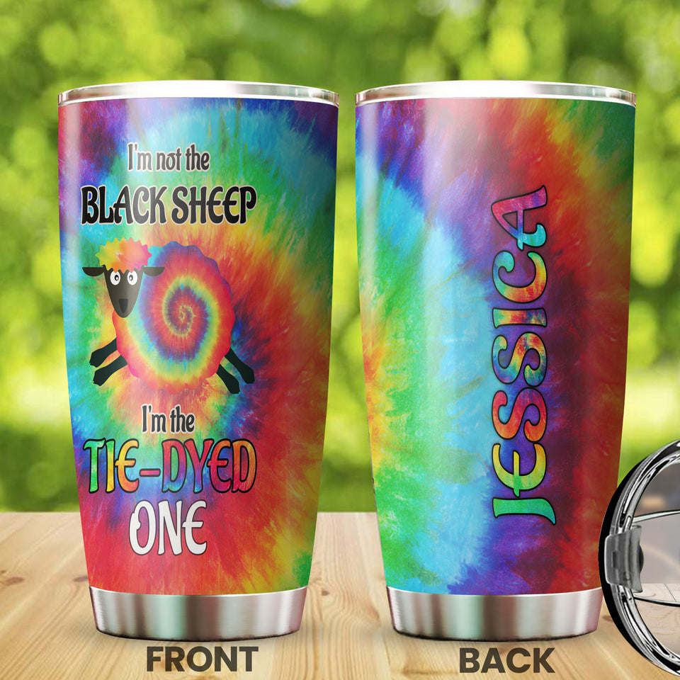 Camellia Personalized Hippie Black Sheep I'm The Tye-dyed One Stainless Steel Tumbler - Double-Walled Insulation Travel Thermal Cup With Lid For Hipster